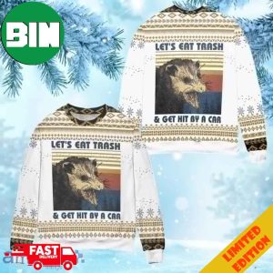 Lets Eat Trash Get Hit By A Car Funny Ugly Christmas Sweater For Men And Women