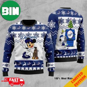 Los Angeles Dodgers MLB Mickey And Snoopy Christmas 2023 Ugly Sweater