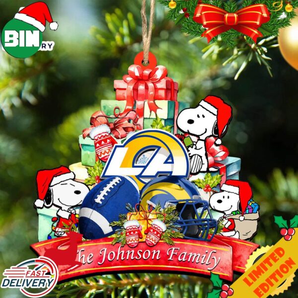 Los Angeles Rams Snoopy And NFL Sport Ornament Personalized Your Family Name