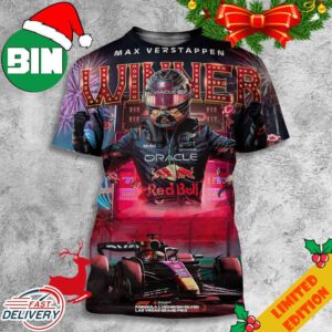 Max Verstappen Formula 1 Heineken Silver Las Vegas Grand Prix 2023 Winner 3D T-Shirt