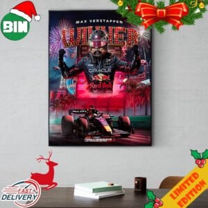 Max Verstappen Formula 1 Heineken Silver Las Vegas Grand Prix 2023 Winner Poster Canvas