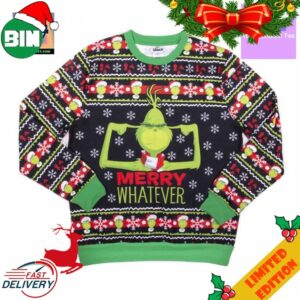 Merry Whatever The Grinch 3D Christmas 2023 Ugly Sweater