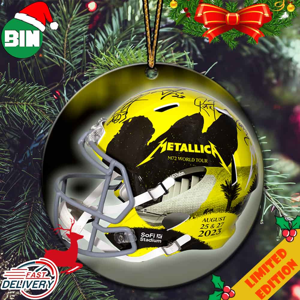 Metallica Signed SoFi Stadium Football Helmet August 25 And 27 2023 M72 World Tour Tree Decorations Ornament