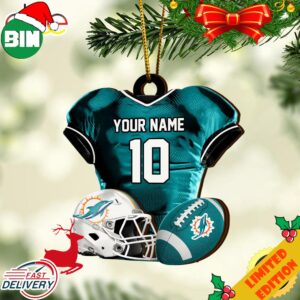 Miami Dolphins NFL Sport Ornament Custom Name And Number 2023 Christmas Tree Decorations