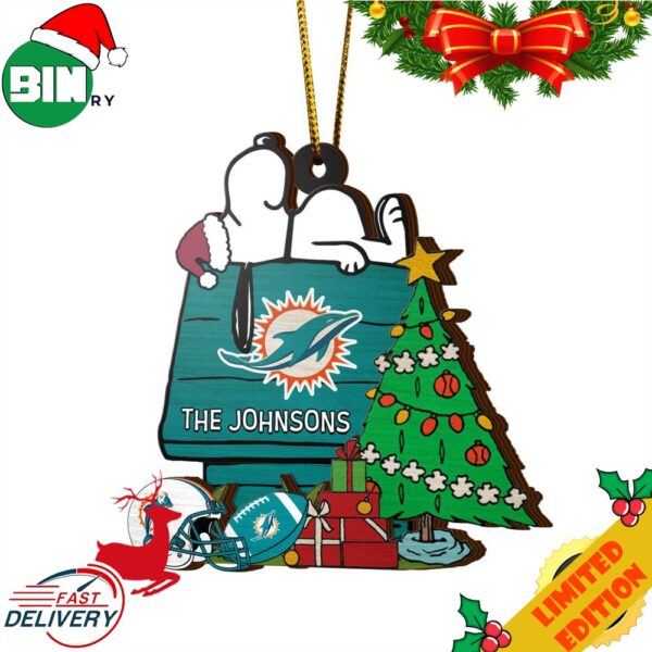 Miami Dolphins Snoopy NFL Sport Ornament Custom Name