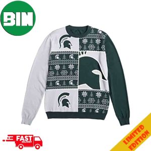 Michigan State Spartans NCAA Mens Busy Block Snowfall Ugly Sweater