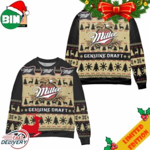 Miller Genuine Draft Snowflake Christmas Pattern Ugly Christmas Sweater