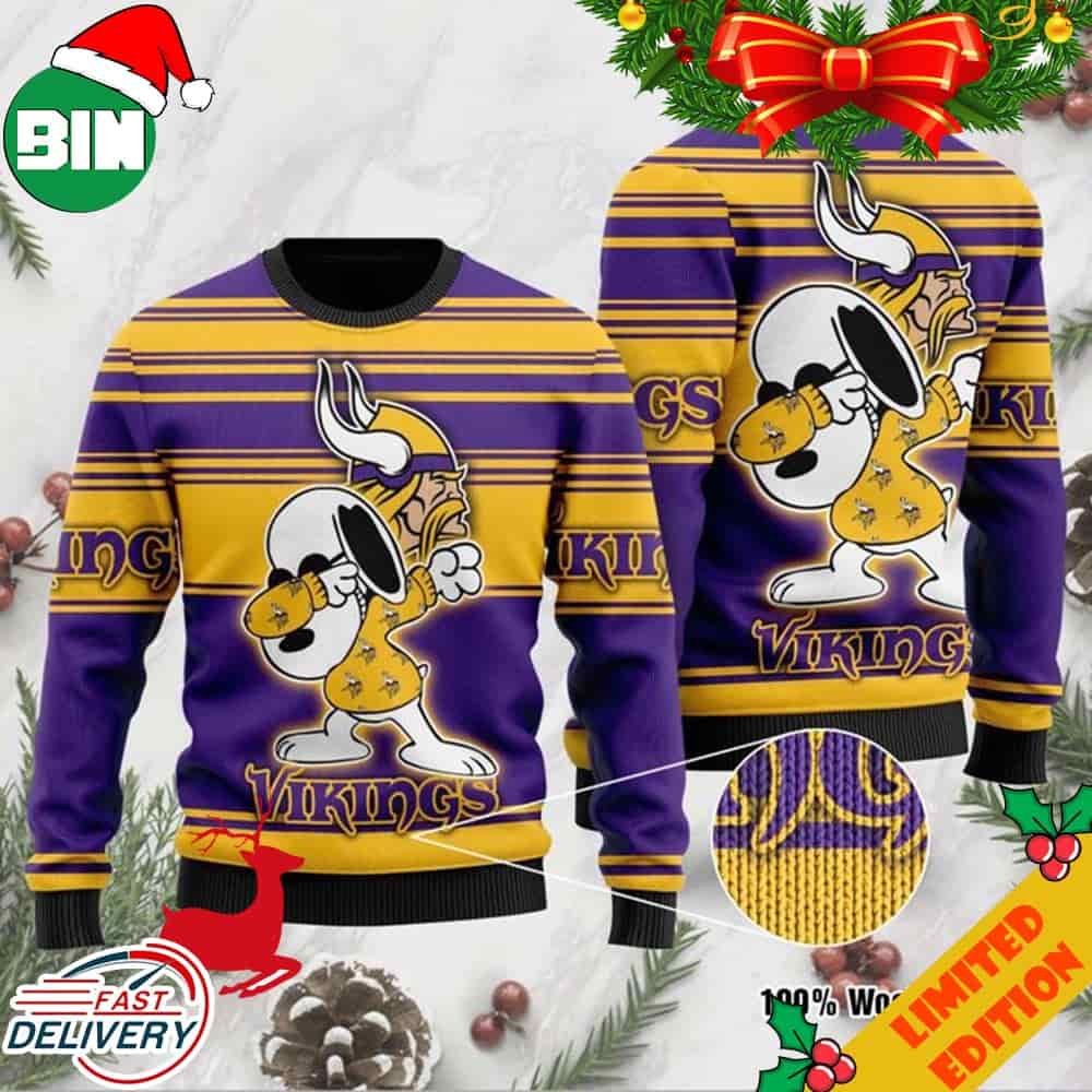 Minnesota Vikings Snoopy Dabbing Ugly Christmas Sweater For Men And Women