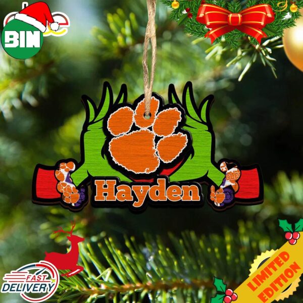 NCAA Clemson Tigers Grinch Christmas Ornament Personalized Your Name 2023 Christmas Tree Decorations