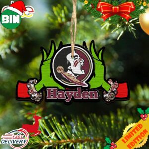 NCAA Florida State Seminoles Grinch Christmas Ornament Personalized Your Name 2023 Christmas Tree Decorations