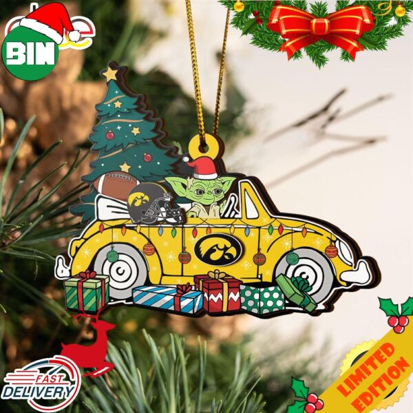 NCAA Iowa Hawkeyes And Baby Yoda Christmas Ornament 2023 Christmas Tree Decorations