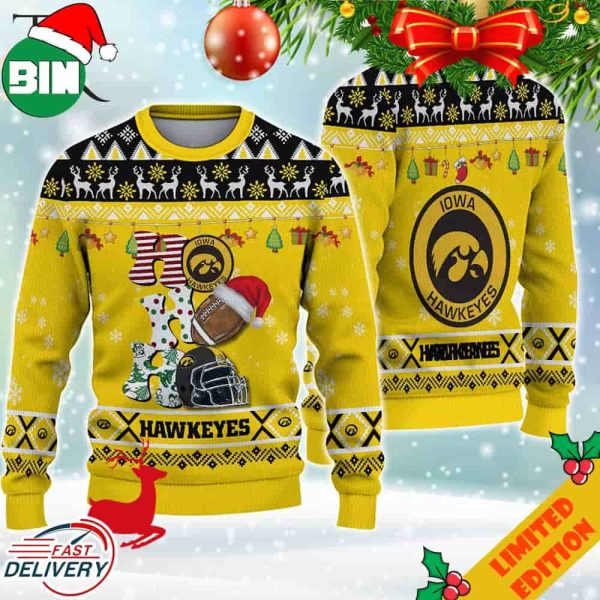 NCAA Iowa Hawkeyes HO HO HO Ugly Christmas Sweater