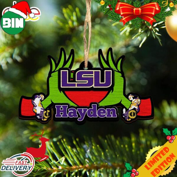 NCAA LSU TIGERS Grinch Christmas Ornament Personalized Your Name 2023 Christmas Tree Decorations