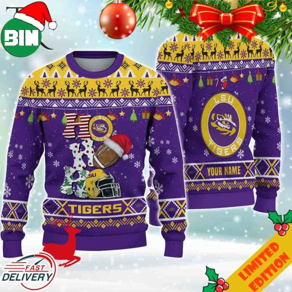 NCAA LSU Tigers HO HO HO Ugly Christmas Sweater