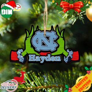 NCAA North Carolina Tar Heels Grinch Christmas Ornament Personalized Your Name 2023 Christmas Tree Decorations