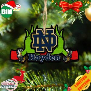 NCAA Notre Dame Fighting Irish Grinch Christmas Ornament Personalized Your Name 2023 Christmas Tree Decorations