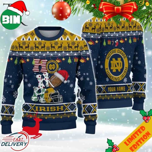 NCAA Notre Dame Fighting Irish HO HO HO Ugly Christmas Sweater