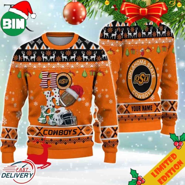 NCAA Oklahoma State Cowboys HO HO HO Ugly Christmas Sweater