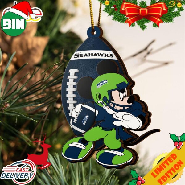 NCAA Seattle Seahawks Mickey Mouse Christmas Ornament 2023 Christmas Tree Decorations