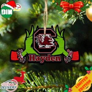 NCAA South Carolina Gamecocks Grinch Christmas Ornament Personalized Your Name 2023 Christmas Tree Decorations