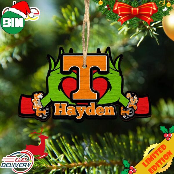 NCAA Tennessee Volunteers Grinch Christmas Ornament Personalized Your Name 2023 Christmas Tree Decorations