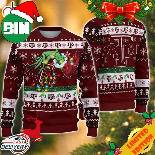 NCAA Texas A And M Aggies Grinch Christmas Ugly Sweater For Men And Women