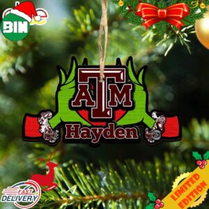 NCAA Texas AM Aggies Grinch Christmas Ornament Personalized Your Name 2023 Christmas Tree Decorations