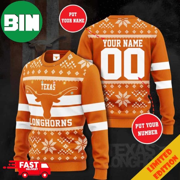 NCAA Texas Longhorns Custom Name And Number Ugly Sweater