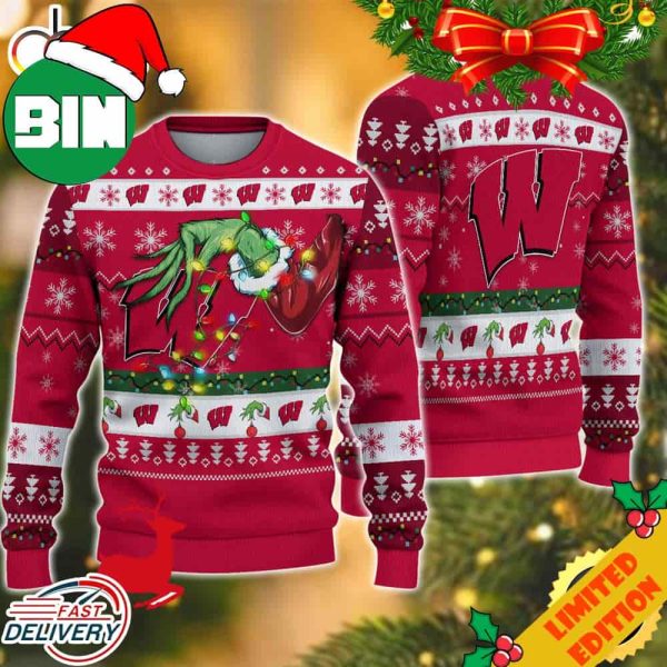 NCAA Wisconsin Badgers Grinch Christmas Ugly Sweater For Men And Women