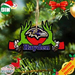 NFL Baltimore Ravens Grinch Christmas Ornament Personalized Your Name 2023 Christmas Tree Decorations