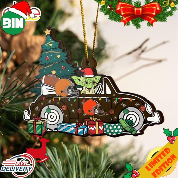 NFL Cleveland Browns And Baby Yoda Christmas Ornament 2023 Christmas Tree Decorations