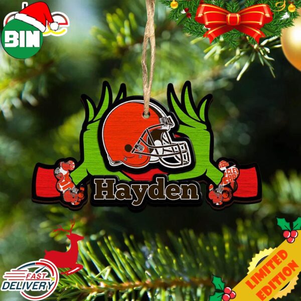 NFL Cleveland Browns Grinch Christmas Ornament Personalized Your Name 2023 Christmas Tree Decorations