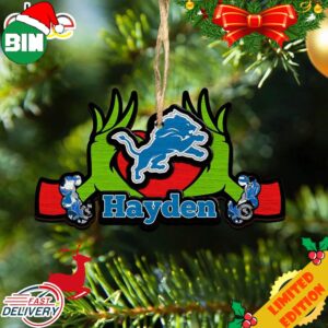 NFL Detroit Lions Grinch Christmas Ornament Personalized Your Name 2023 Christmas Tree Decorations