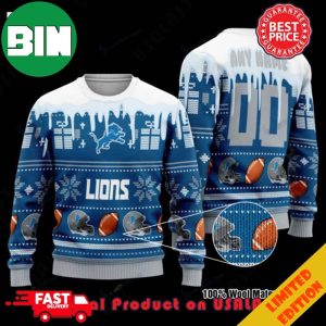 NFL Detroit Lions Woolen Custom Name Ugly Christmas Sweater For Men And Women