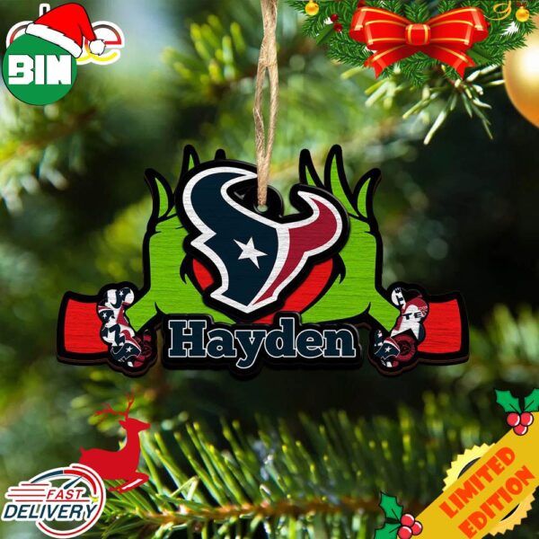 NFL Houston Texans Grinch Christmas Ornament Personalized Your Name 2023 Christmas Tree Decorations