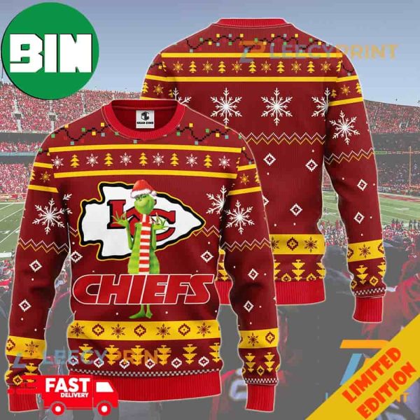 NFL Kansas City Chiefs Funny Grinch Christmas Ugly Sweater