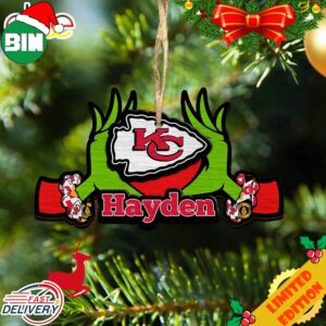 NFL Kansas City Chiefs Grinch Christmas Ornament Personalized Your Name 2023 Christmas Tree Decorations