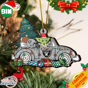 NFL Las Vegas Raiders And Baby Yoda Christmas Ornament 2023 Christmas Tree Decorations