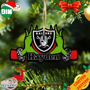 NFL Las Vegas Raiders Grinch Christmas Ornament Personalized Your Name 2023 Christmas Tree Decorations