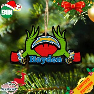 NFL Los Angeles Chargers Grinch Christmas Ornament Personalized Your Name 2023 Christmas Tree Decorations