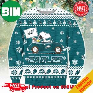 NFL Philadelphia Eagles x Snoopy Driving Car Ugly Christmas Sweater For Men And Women