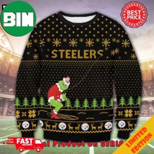 NFL Pittsburgh Steelers x The Grinch Snowflakes Ugly Christmas Sweater 2023 For Men And Women