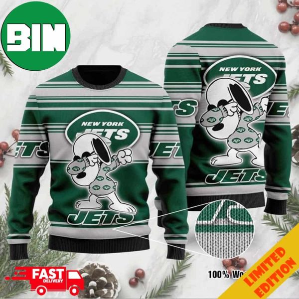 New York Jets Snoopy Dabbing 3D Ugly Christmas Sweater