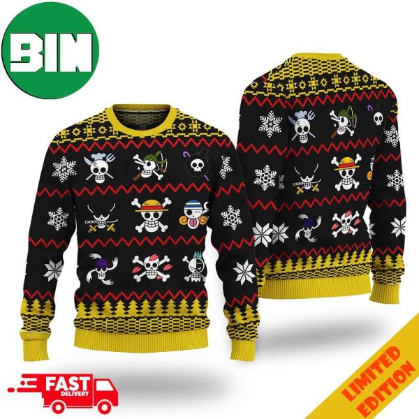 One Piece Jolly Roger Symbol Ugly Christmas Sweater New 2024 For Men And Women