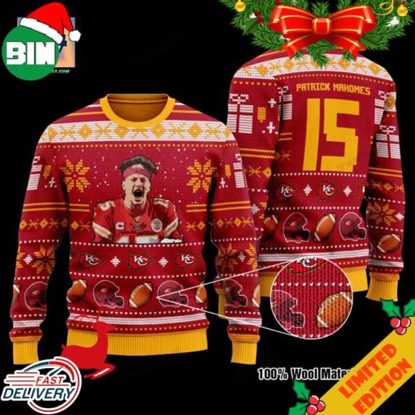 Patrick Mahomes Number 15 Kansas City Chiefs NFL Christmas Sweater