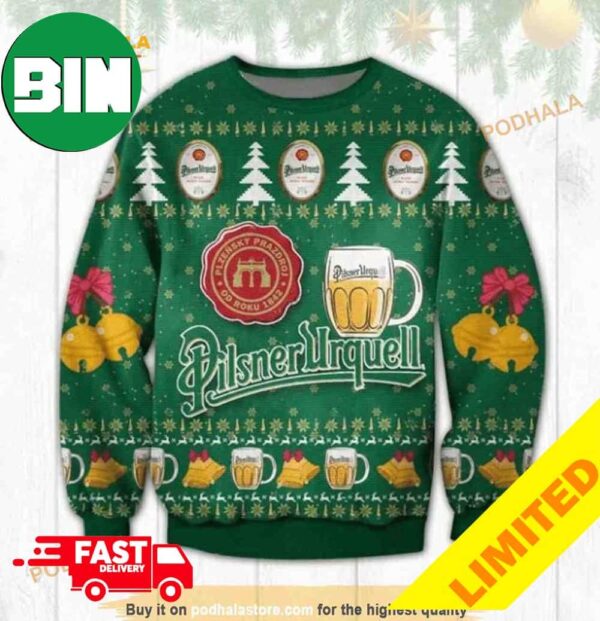 Pilsner Urquell Beer 3D Xmas Funny 2023 Holiday Custom And Personalized Idea Christmas Ugly Sweater