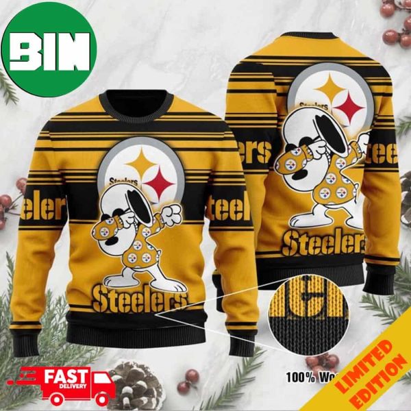 Pittsburgh Steelers Snoopy Dabbing 3D Ugly Christmas Sweater