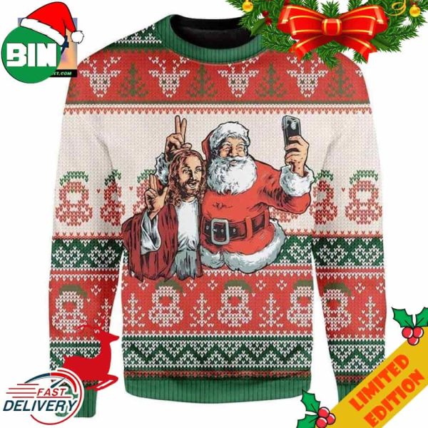 Santa And Jesus Christmas Personalized Unisex 3D Ugly Sweater