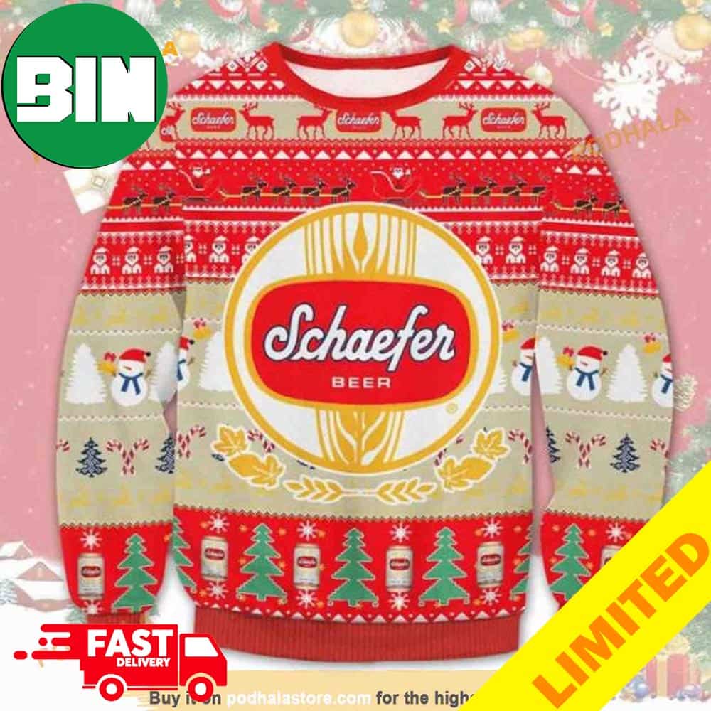 Schaefer Beer Xmas Funny 2023 Holiday Custom And Personalized Idea Christmas Ugly Sweater