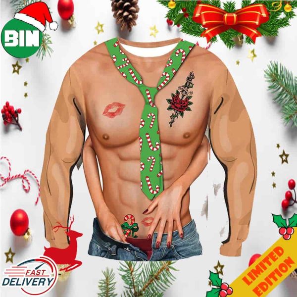 Ugly sweater shirtless on sale man